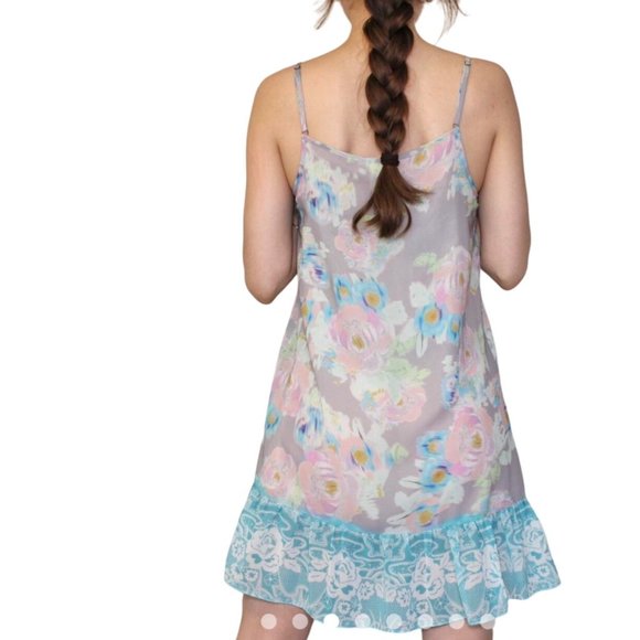 Anthropologie E by Eloise Ruffle Slip Dress Adjustable Straps Medium Lined - Picture 3 of 11